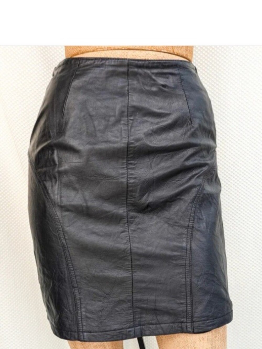 Talbots 1990s Black Leather Pencil Skirt